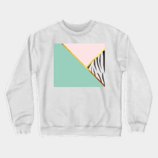 Abstract zebra print, color blocking mint Crewneck Sweatshirt